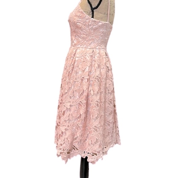 Design Lab Lord & Taylor Pink Lace Midi Dress Size Small - Picture 6 of 9